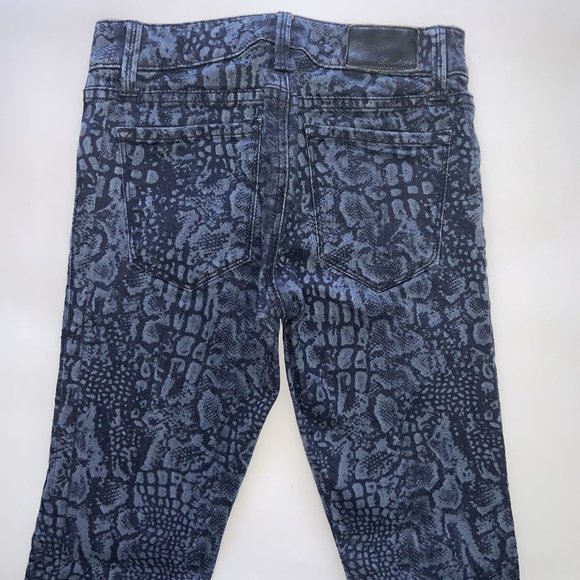 LEVEL 99 Janice Ultra Skinny Snake Skin Print Blue Jeans 26 - Picture 4 of 6